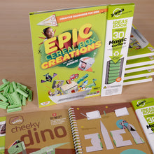 Load image into Gallery viewer, Epic Cereal Box Creations Book (includes 30 JUNKO Magic Corners)