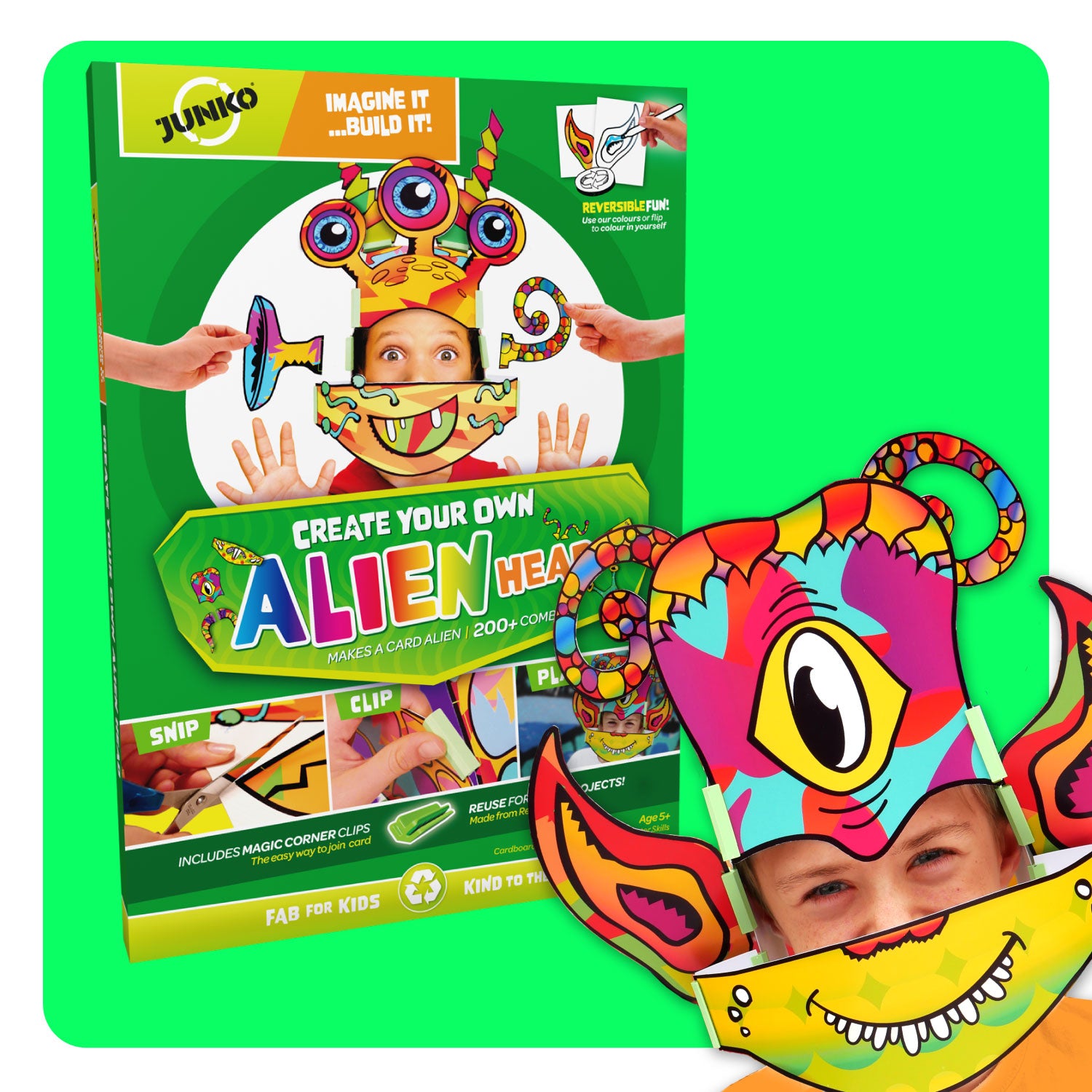 JUNKO Create Your Own Alien Head - Cardboard Craft Kit
