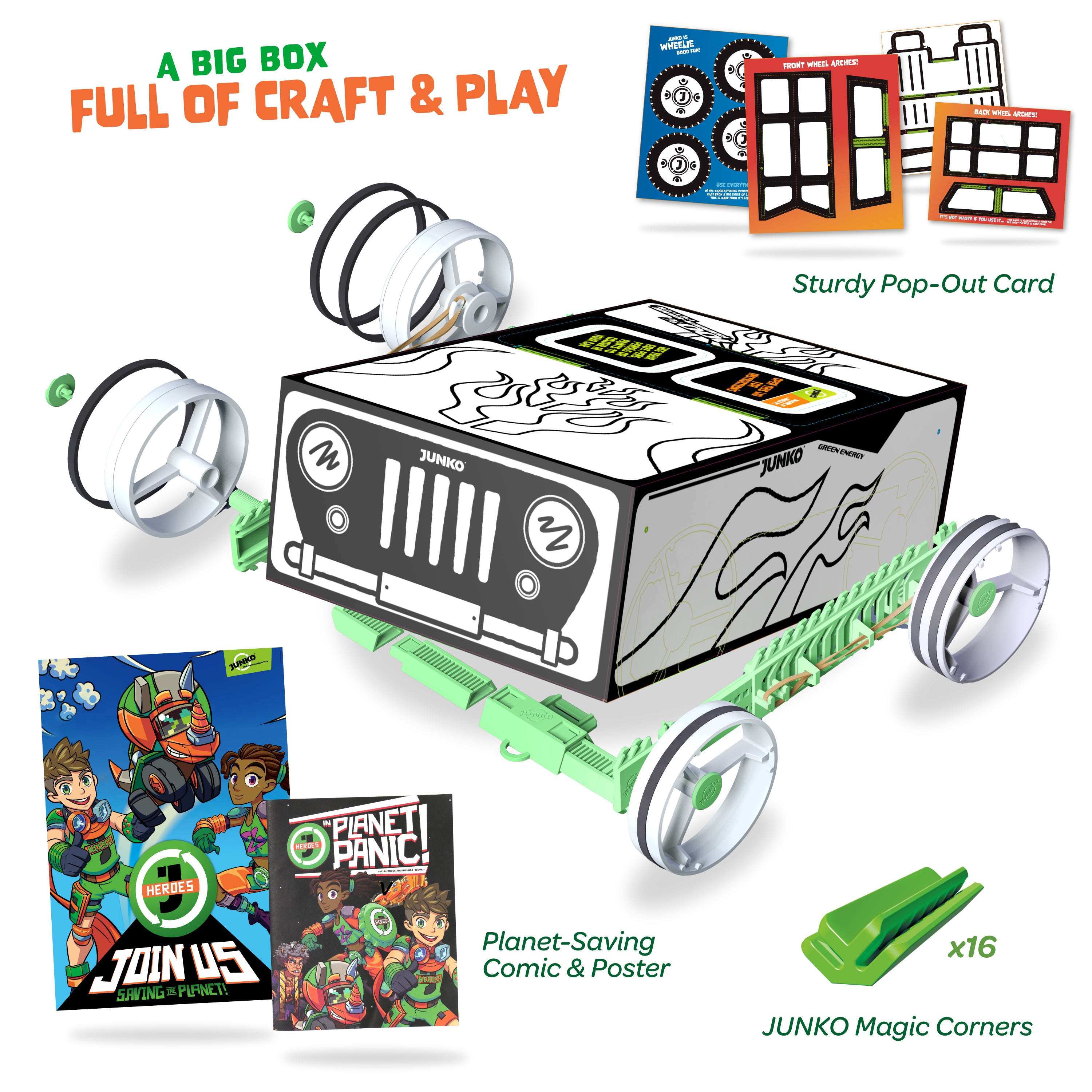 JUNKO Create Your Own Box Car - Zero-Waste Creative Play - ReUse For More Projects!